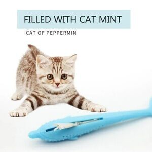 Fish-shaped Cat Toothbrush Catnip  Chewing Toy Teeth Clean